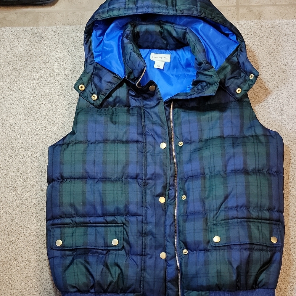 Navy and Forest Plaid  Vest